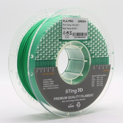PLA Filament (пластик) для 3D принтера STing3D PLA PRO 1кг, 1.75мм, Зелений