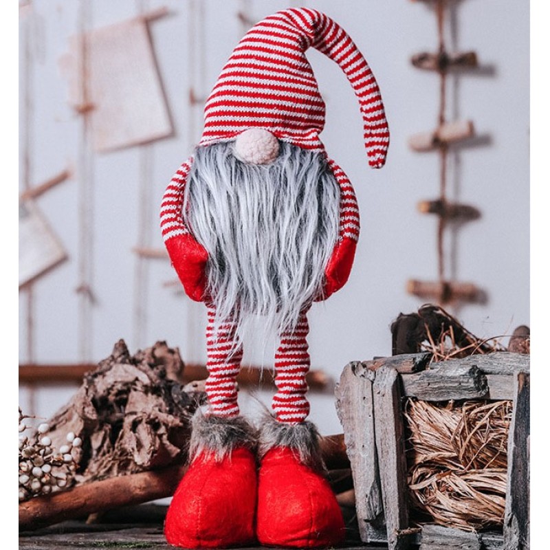 Фигурка новогодняя Гном с регулировкой высоты под елку 52 см. Красный