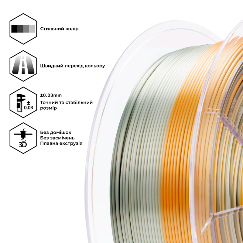 PLA Filament (пластик) для 3D принтера Ziro Gradient Silk PLA Metallic Fusion 1кг, 1.75мм PLA Filament (пластик) для 3D принтера Ziro Gradient Silk PLA Metallic Fusion 1кг, 1.75мм