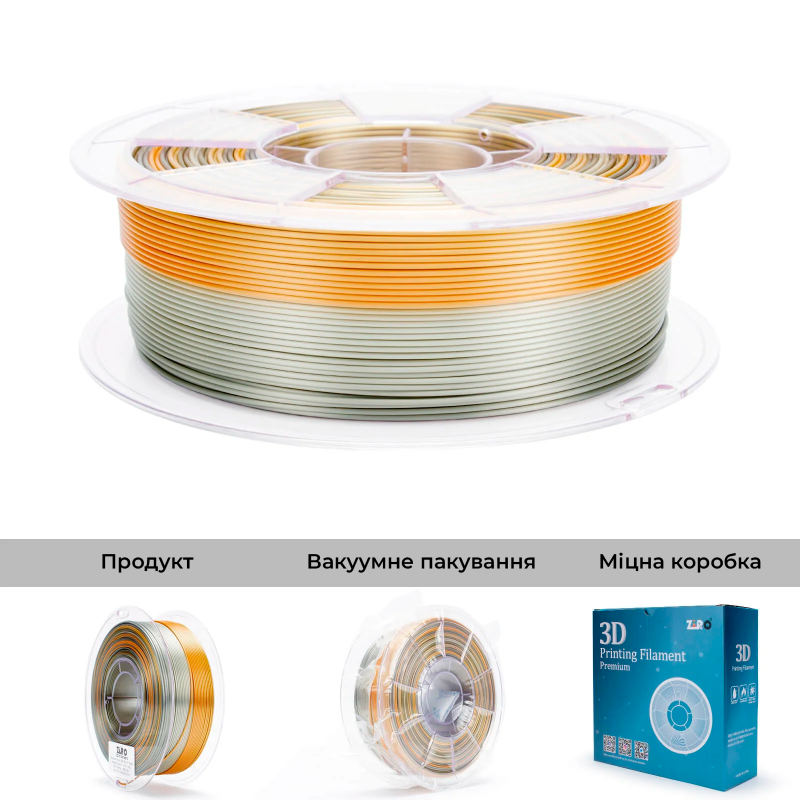 PLA Filament (пластик) для 3D принтера Ziro Gradient Silk PLA Metallic Fusion 1кг, 1.75мм PLA Filament (пластик) для 3D принтера Ziro Gradient Silk PLA Metallic Fusion 1кг, 1.75мм