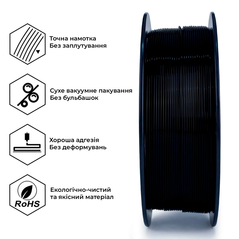 PLA Filament для 3D принтера Ziro PLA Pro Black 1кг, 1.75мм PLA Filament для 3D принтера Ziro PLA Pro Black 1кг, 1.75мм