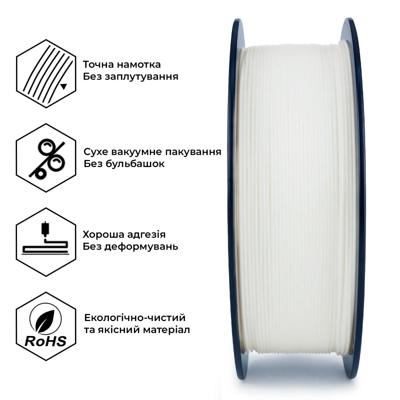 PLA Filament для 3D принтера Ziro PLA Pro White 1кг, 1.75мм