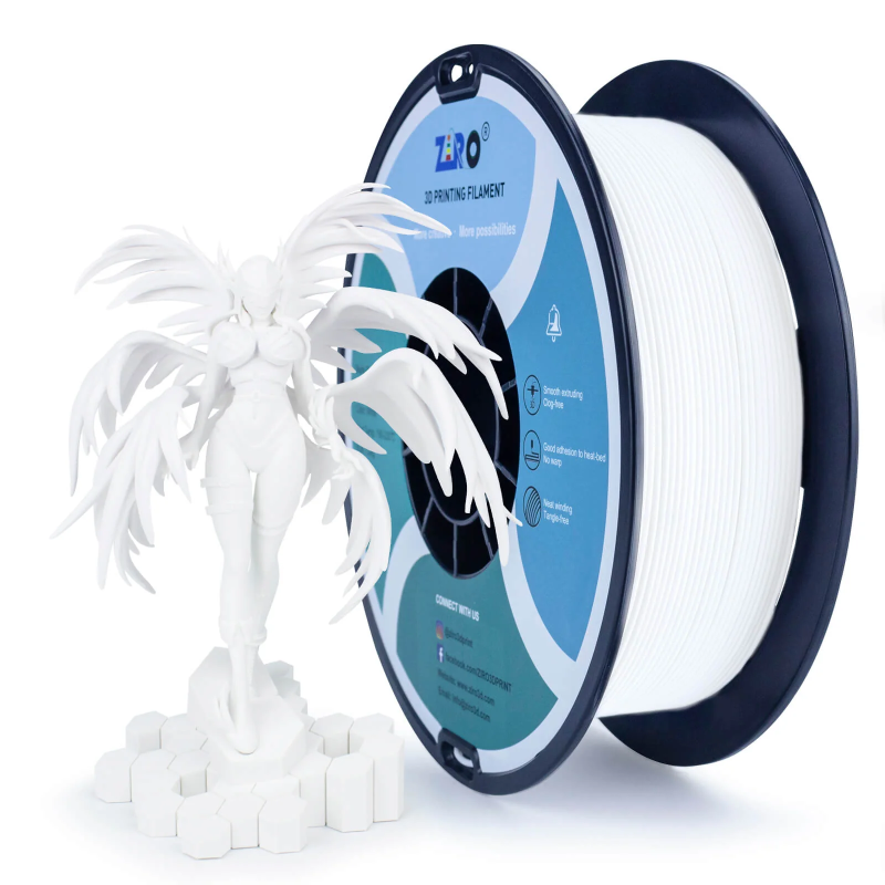 PLA Filament (пластик) для 3D принтера Ziro Matte White 1кг, 1.75мм