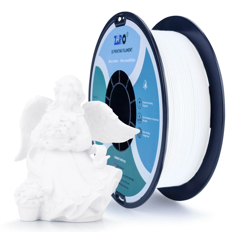 PLA Filament (пластик) для 3D принтера Ziro Matte White 1кг, 1.75мм