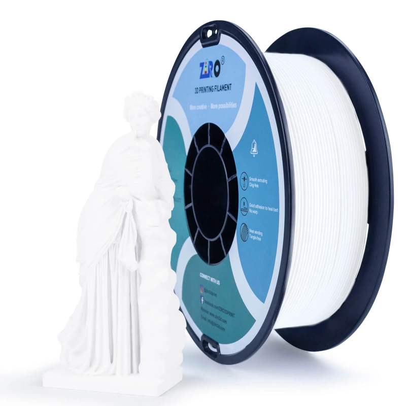 PLA Filament (пластик) для 3D принтера Ziro Matte White 1кг, 1.75мм