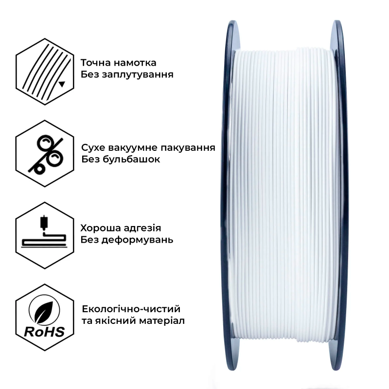 PLA Filament (пластик) для 3D принтера Ziro Matte White 1кг, 1.75мм