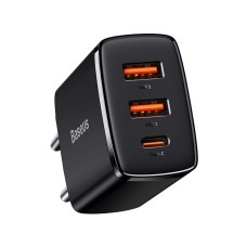 Сетевое зарядное устройство Baseus Compact Quick Charger 2xUSB-A+Type-C 30W EU Black