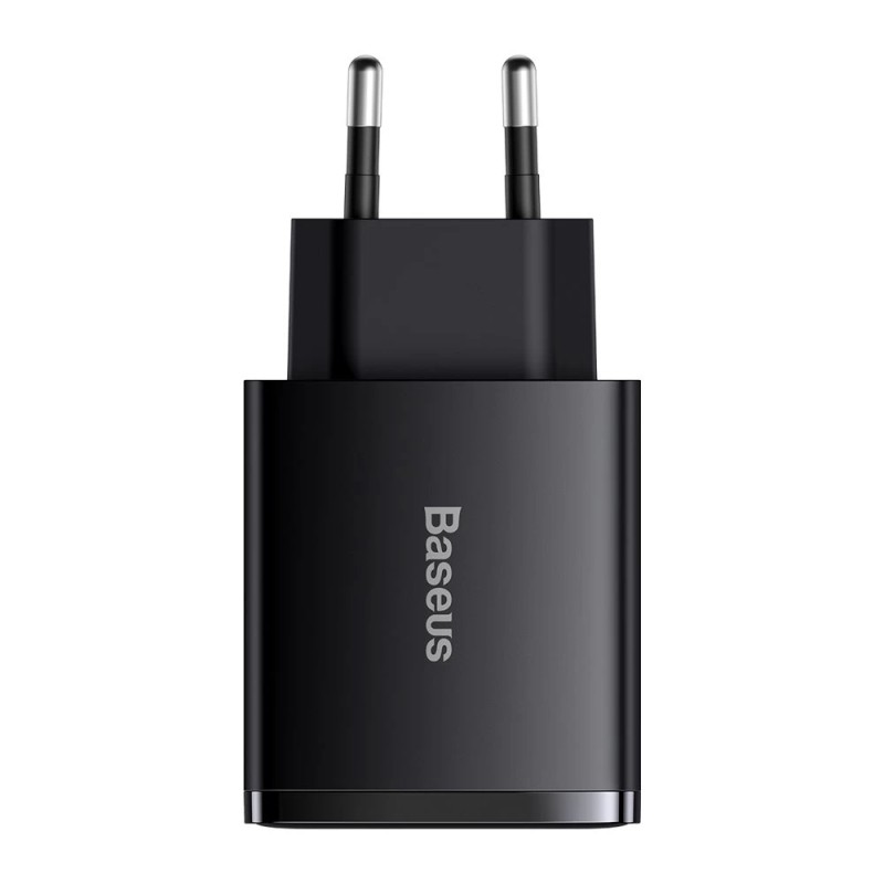 Baseus Compact Quick Charger 2xUSB-A+Type-C 30W EU Black