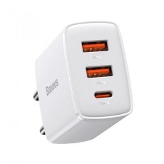 Мережевий зарядний пристрій Baseus Compact Quick Charger 2xUSB-A+Type-C 30W EU White