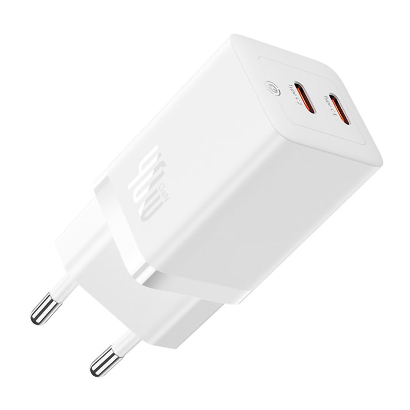Baseus Compact Quick Charger 2xType-C 30W EU White