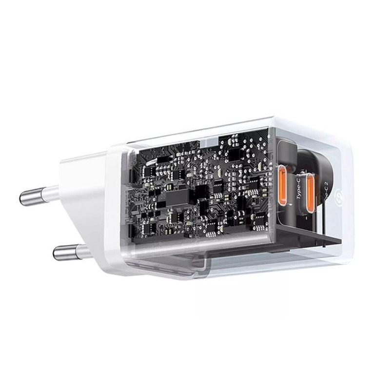 Baseus Compact Quick Charger 2xType-C 30W EU White