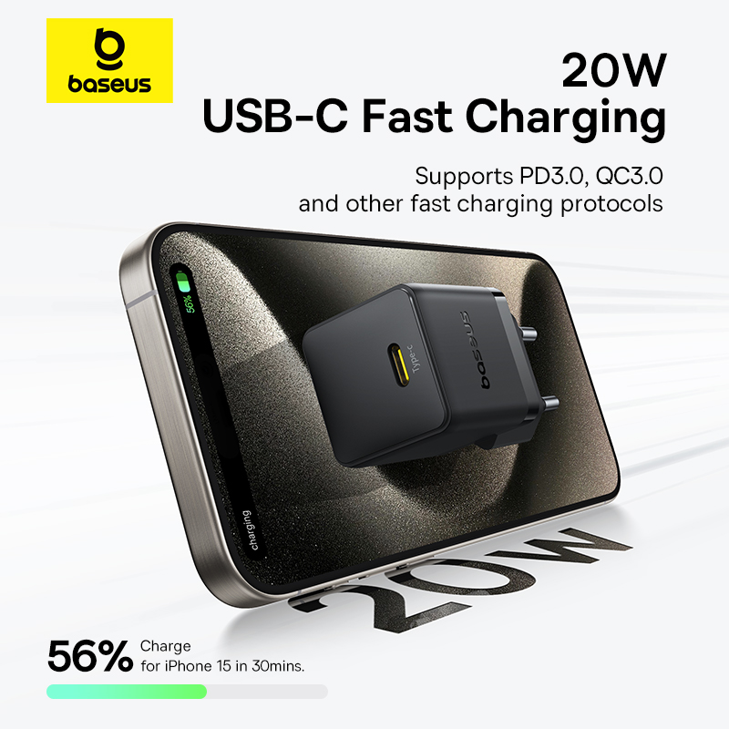 Мережевий зарядний пристрій Baseus Palm Fast Charger 20W USB-C Black