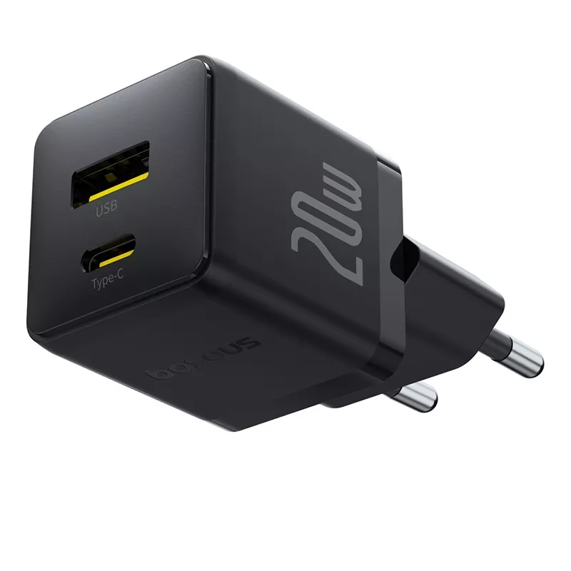 Сетевое зарядное устройство для Baseus Palm Fast Charger USB-C + USB-A 20W EU Cluster Black