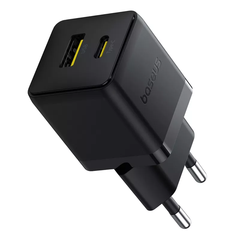 Сетевое зарядное устройство для Baseus Palm Fast Charger USB-C + USB-A 20W EU Cluster Black