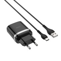 Мережевий зарядний пристрій HOCO C12Q Smart Set + кабель Type-C 18W Black