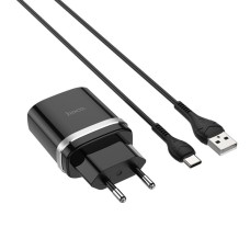Мережевий зарядний пристрій HOCO C12Q Smart Set + кабель Type-C 18W Black