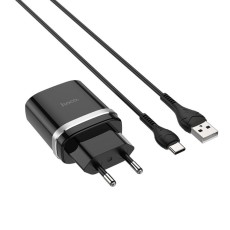 Мережевий зарядний пристрій HOCO C12Q Smart Set + кабель Type-C 18W Black