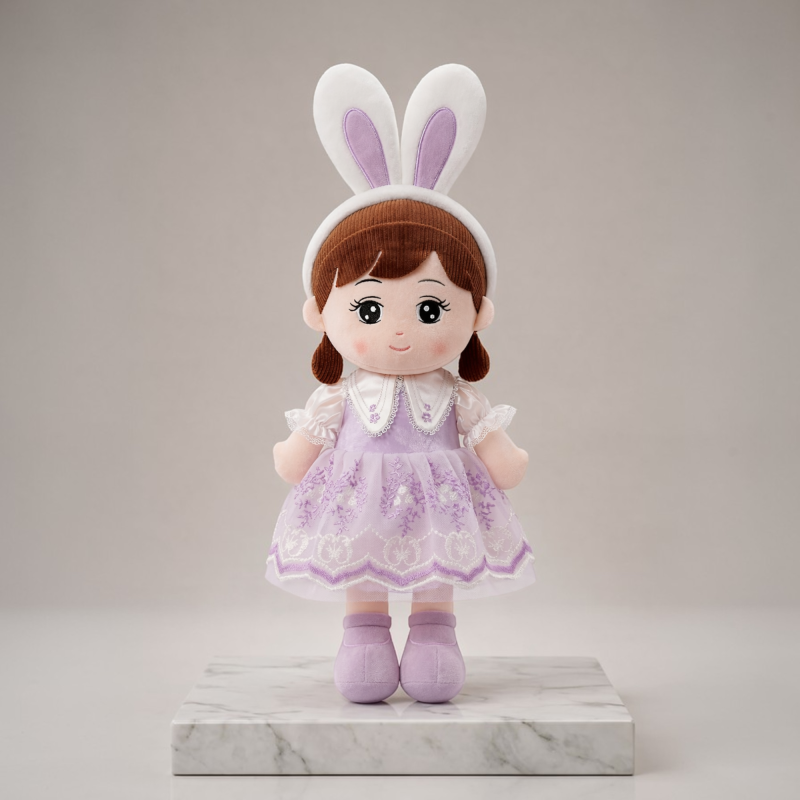 Soft doll with ears 45 cm Purple
