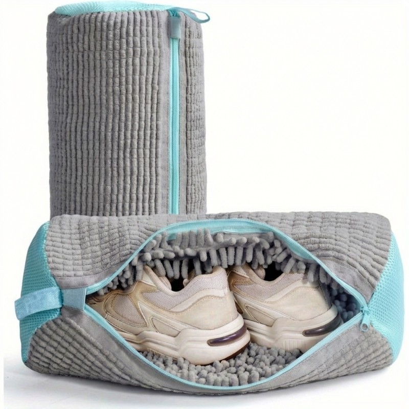 Чохол для прання кросівок сірий 39х19 см з м'якими ворсинками