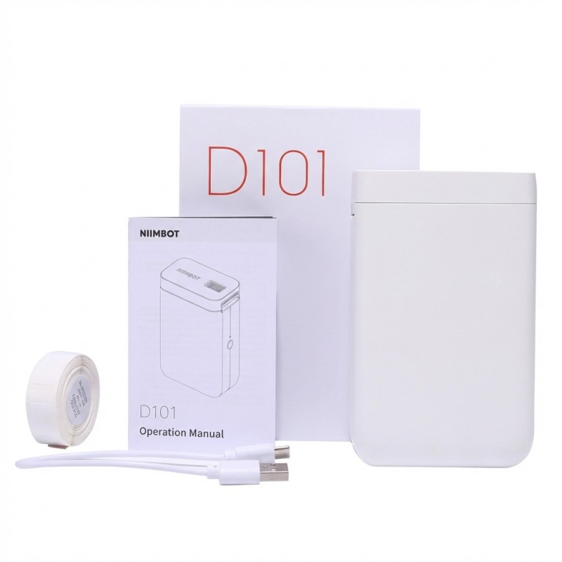 Термопринтер для друку наклейок NIIMBOT D101 White - портативний принтер етикеток