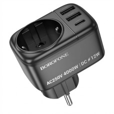 Мережевий фільтр BOROFONE BAC14 Wide настінний 1 розетка + 3 USB (1C2A) чорний