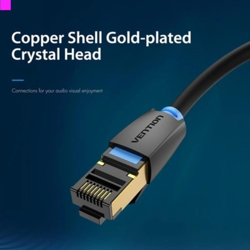 Кабель Vention Cat.8 SFTP 15M Black (IKABN) - Ігровий патч-кабель Ethernet 40 Gbit/s