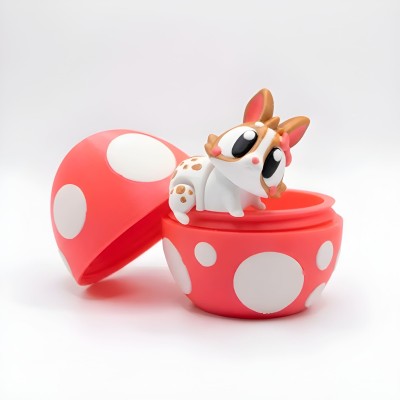 Easter Bunny with Egg White with Pink Bow - 3D Surprise Figure Easter Bunny with Egg White with Pink Bow - 3D Surprise Figure