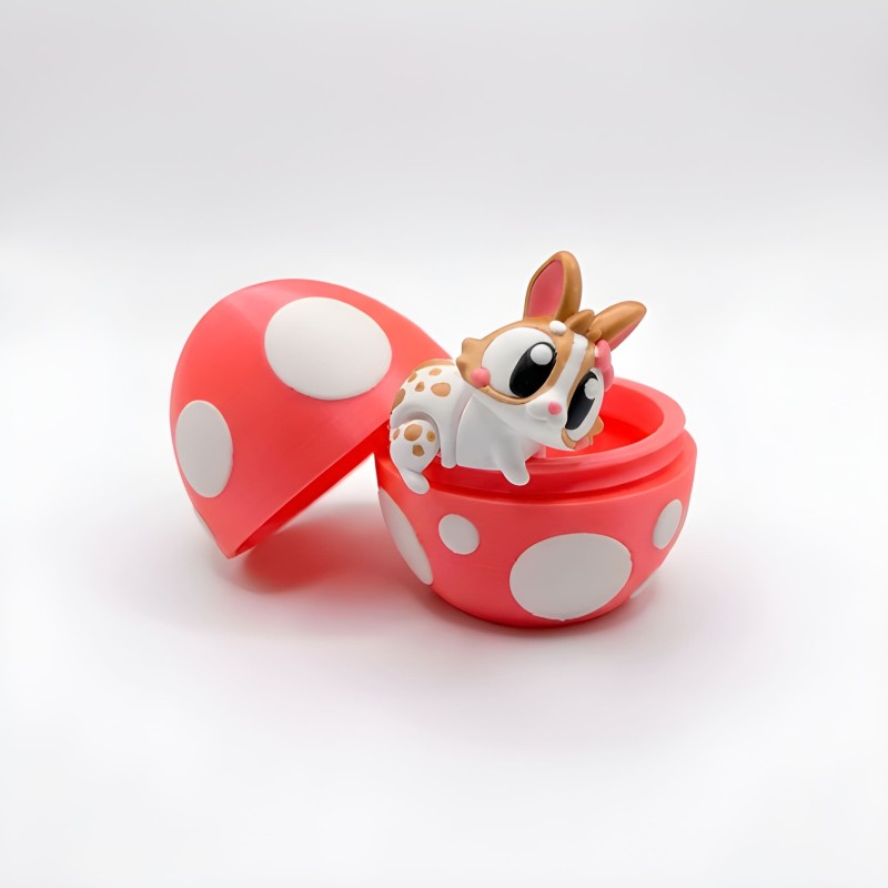 Великодній кролик з яйцем Білий з рожевим бантом - 3D фігурка-сюрприз