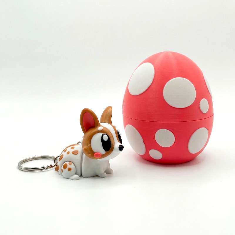 Великодній кролик брелок з яйцем Білий - 3D брелок-сюрприз