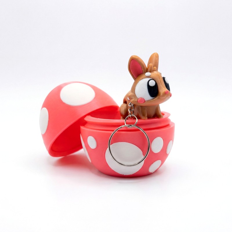 Великодній кролик брелок з яйцем Золотистий - 3D брелок-сюрприз