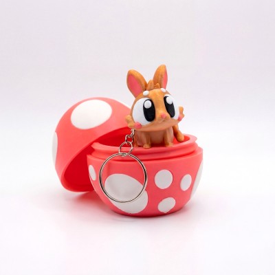 Великодній кролик брелок з яйцем Золотистий - 3D брелок-сюрприз