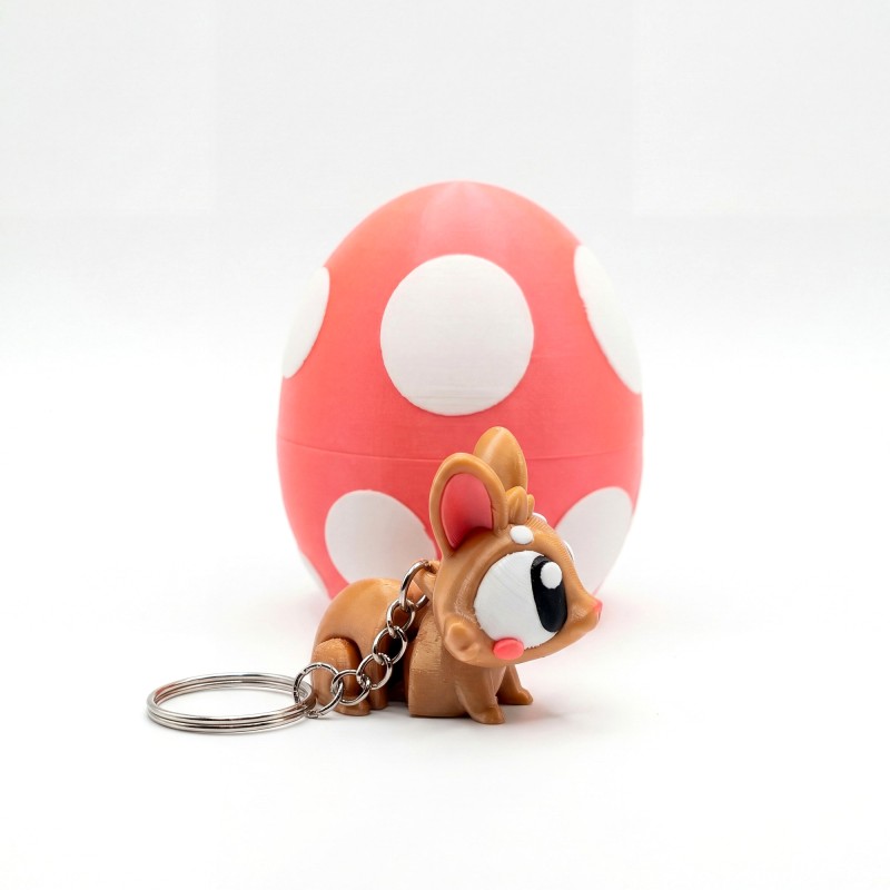 Великодній кролик брелок з яйцем Золотистий - 3D брелок-сюрприз