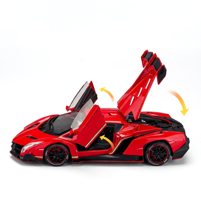 Модель автомобіля Lamborghini Veneno 1:24 з підсвіткою та функціональними деталями на п'єдесталі