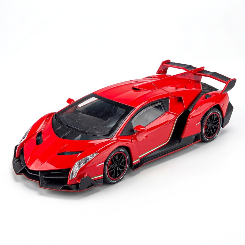 Модель автомобіля Lamborghini Veneno 1:24 з підсвіткою та функціональними деталями на п'єдесталі