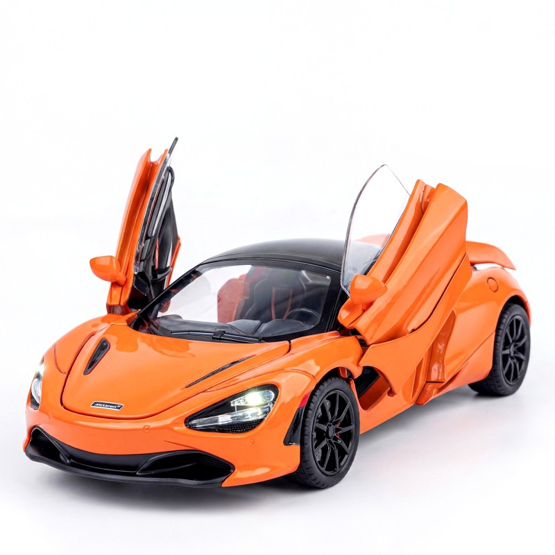 Колекційна модель автомобіля McLaren 720S 1:24 з підсвіткою та функціональними деталями на п'єдесталі