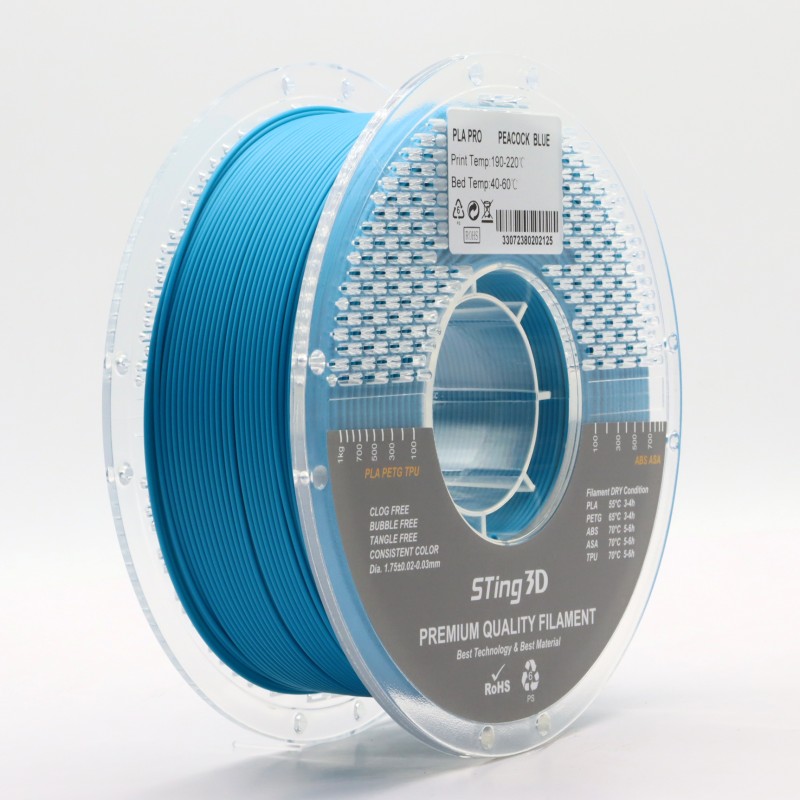 Пластик для 3D принтера STing3D PLA PRO 1кг, 1.75мм, Бірюзово-синій
