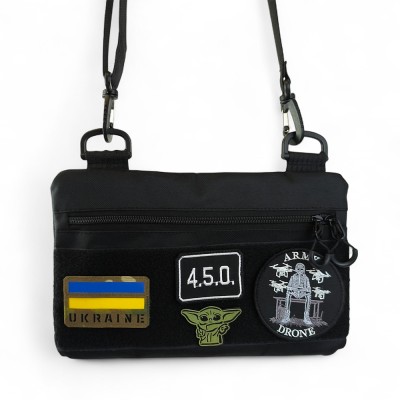 Youth Tactical Patch Shoulder Bag with 4 Pockets Black 716409 (No Patches)