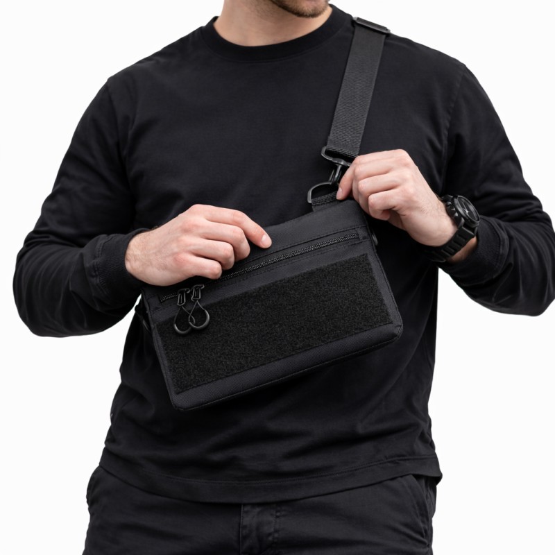 Youth Tactical Patch Shoulder Bag with 4 Pockets Black 716409 (No Patches)