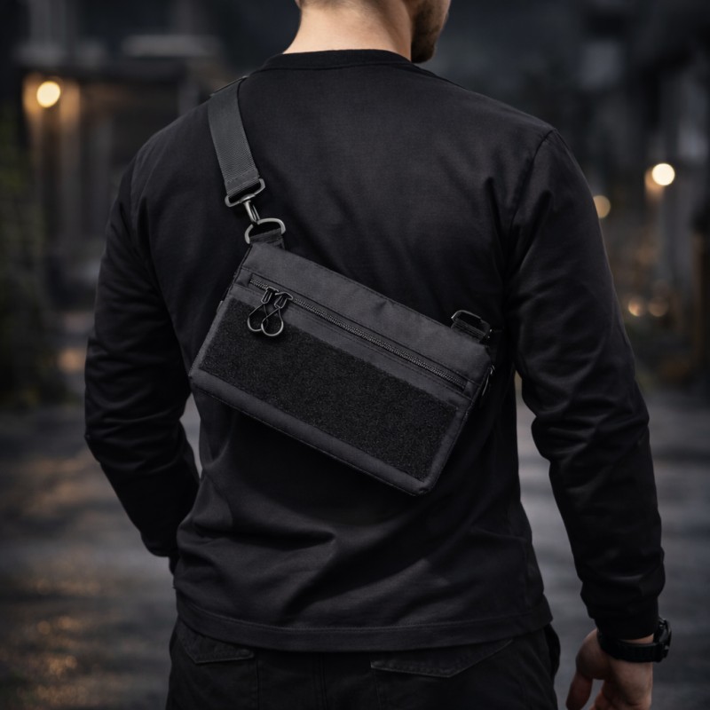 Youth Tactical Patch Shoulder Bag with 4 Pockets Black 716409 (No Patches)