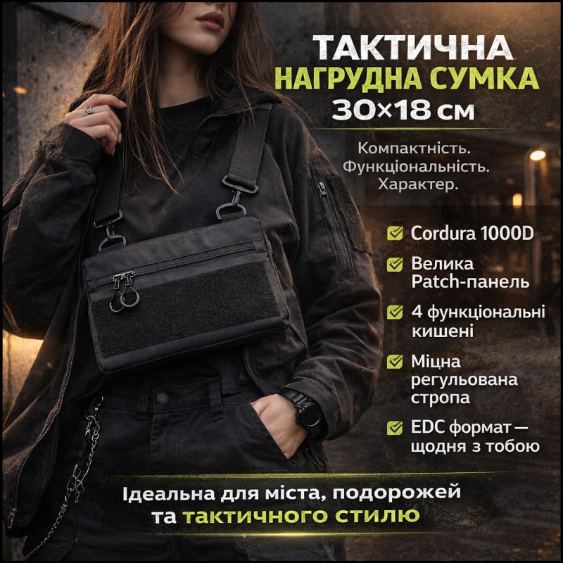 Youth Tactical Patch Shoulder Bag with 4 Pockets Black 716409 (No Patches)