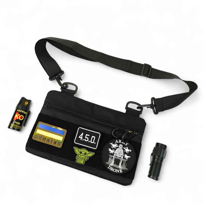 Youth Tactical Patch Shoulder Bag with 4 Pockets Black 716409 (No Patches)