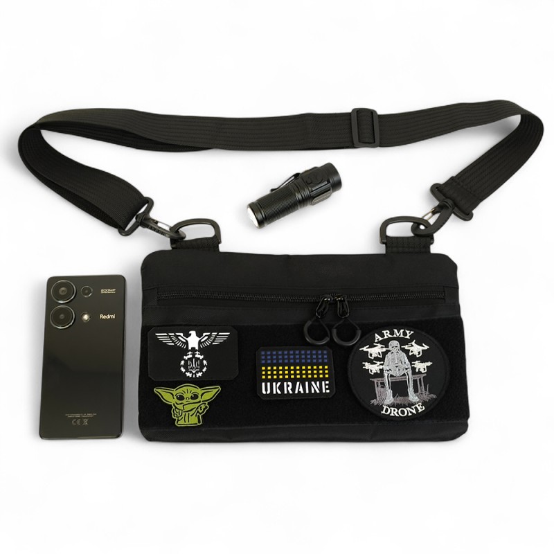 Youth Tactical Patch Shoulder Bag with 4 Pockets Black 716409 (No Patches)