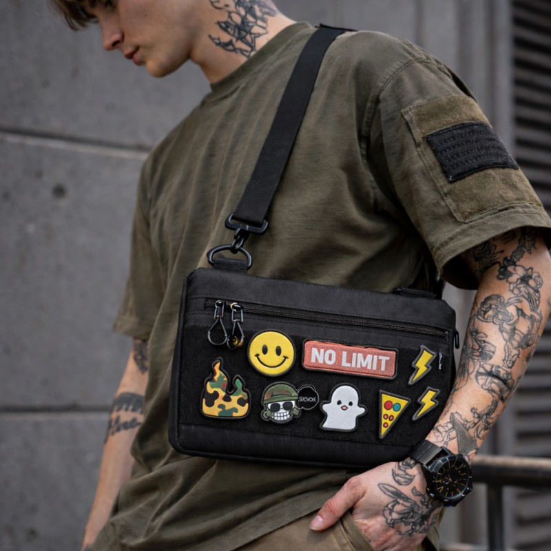 Youth Tactical Patch Shoulder Bag with 4 Pockets Black 716409 (No Patches)