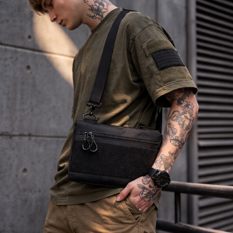 Youth Tactical Patch Shoulder Bag with 4 Pockets Black 716409 (No Patches)