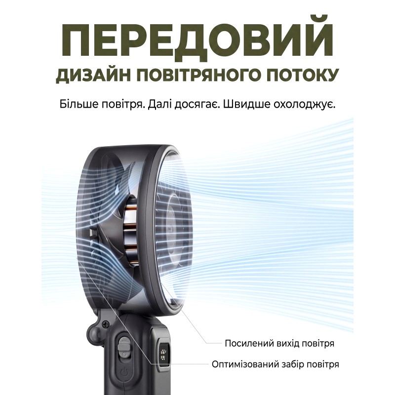 Вентилятор ручний DiveBlues Turbo Fan Pro з акумулятором 3600mAh, дисплеєм та 100 швидкостями Purple-Blue