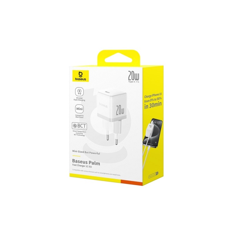 Мережевий зарядний пристрій Baseus Palm Fast Charger 1C 20W EU Moon White