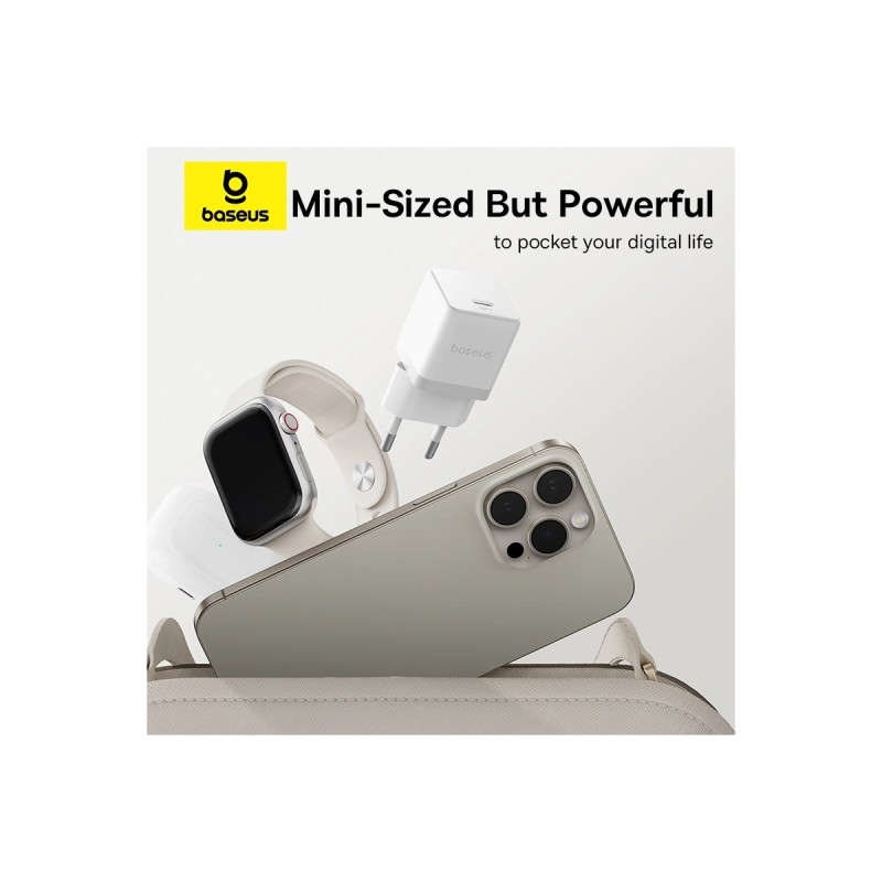 Мережевий зарядний пристрій Baseus Palm Fast Charger 1C 20W EU Moon White