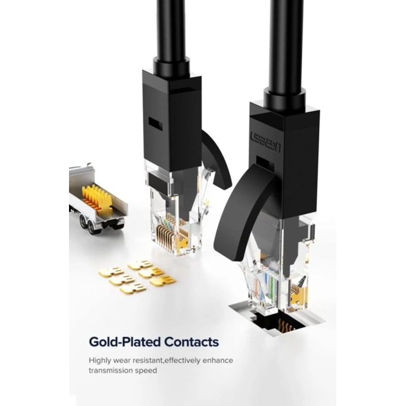 Cable patch cord UGREEN NW102 Cat 6 U/UTP Lan Flat Cable 2m (Black)