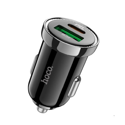 АЗП HOCO Z44 Leading PD20W+QC3.0 2xUSB (USB-A + Type-C) car charger Black