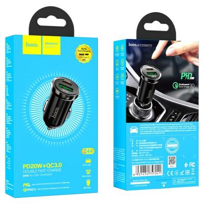 АЗП HOCO Z44 Leading PD20W+QC3.0 2xUSB (USB-A + Type-C) car charger Black